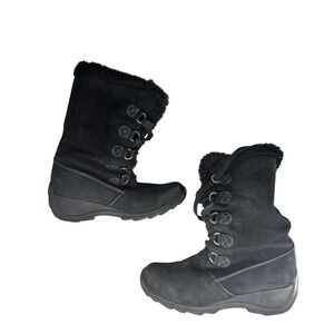 Sporto Jojo Women Black Leather Waterproof Winter Boots Faux Fur Lining Size 10M